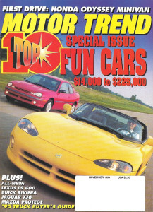 MOTOR TREND 1994 NOV - LISTER, A6, '65 MUSCLECARS